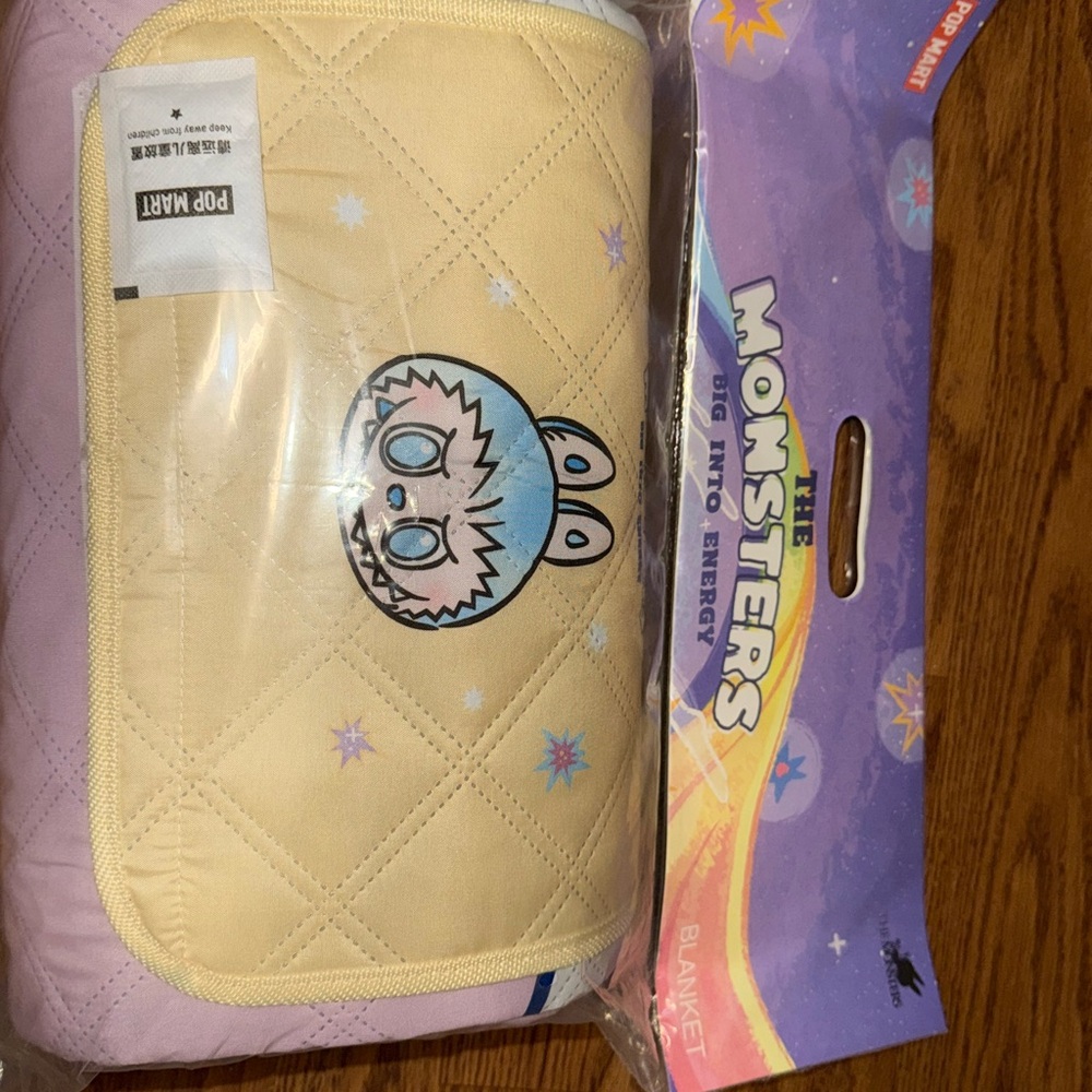 Yellow and Purple Labubu Kids Blanket